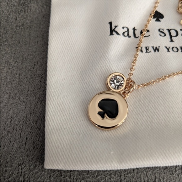 kate spade Jewelry - Kate Spade Gold Necklace with Black and Crystal Accents